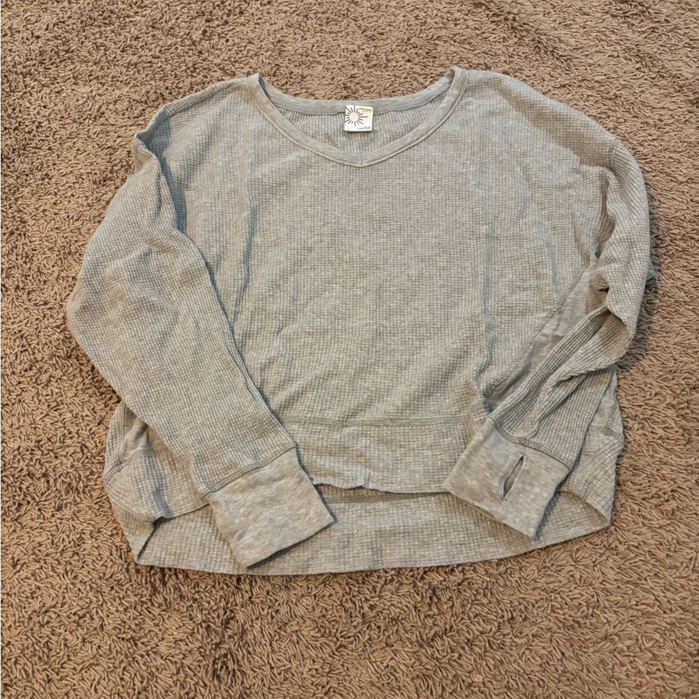 Aerie waffle knit gray long sleeve size medium